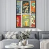 Plakat: Retro wystrój ściany z soków i napojów zestaw