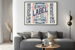 Plakat: Retro zestaw czcionek z ornamentem ramki do tworzenia projektu