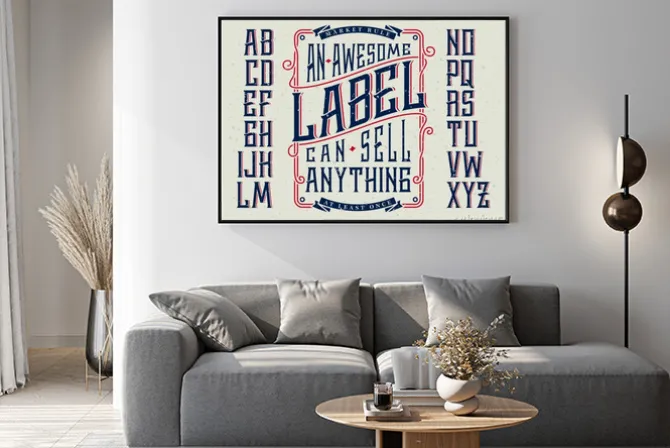 Plakat: Retro zestaw czcionek z ornamentem ramki do tworzenia projektu