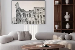 Plakat: Roman pejzaż koloseum malowane tuszem