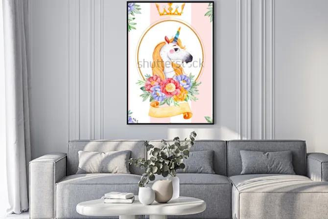 Plakat: Romantic seamless fairy tale texture with bouquets, flowers,ribbon,crown