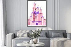 Plakat: Różowa księżniczka zamek.