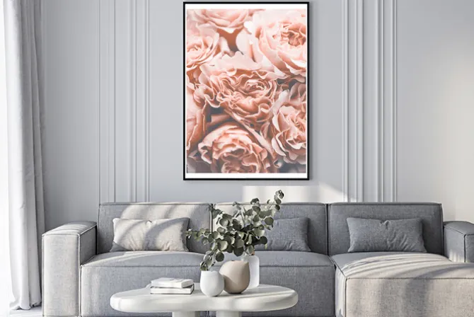 Plakat: Różowe róże kwiaty w stylu vintage