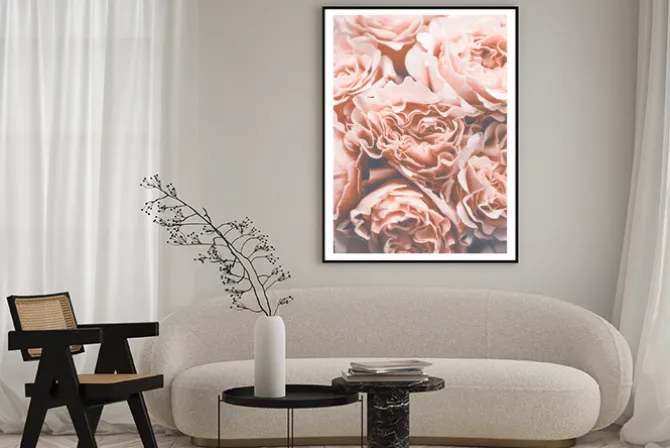 Plakat: Różowe róże kwiaty w stylu vintage