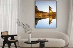 Plakat: Rowerzysta nad jeziorem