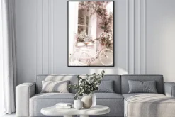 Plakat: Różowy rower z kwiatami