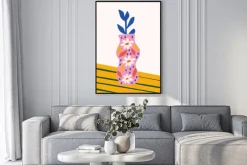 Plakat: Różowy wazon z kwiatami abstrakcja