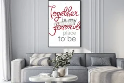 Plakat: Rysowane ręcznie plakat typograficzny. romantyczny cytat "razem