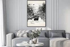 Plakat: Rysowania linii strony sztuki kompozycji ruchu miejskiego