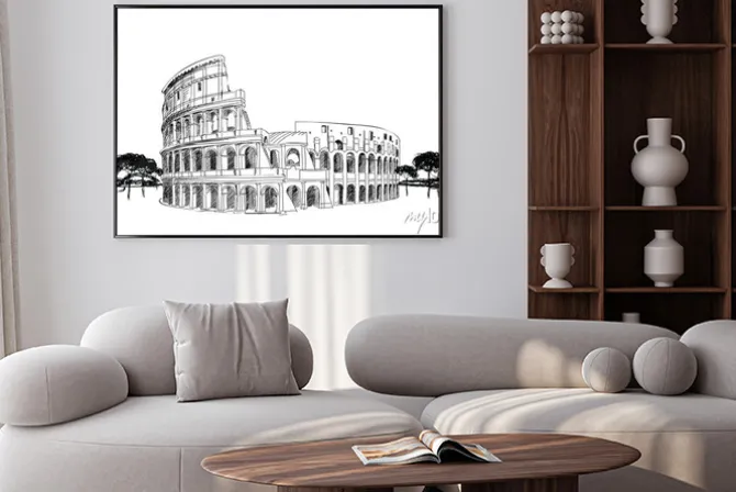 Plakat: Rysunek rzymskiego koloseum