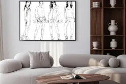 Plakat: Rysunki wektorowe na temat pięknej szczupłej dziewczyny sportowy