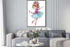 Plakat: Rysunkowa dziewczynka baletnica