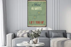 Plakat: Rysunkowe ptaki i napis o przyjaźni