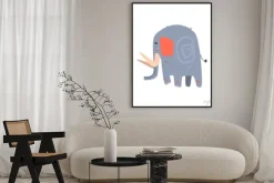 Plakat: Sad blue elephant walking
