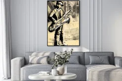 Plakat: Saksofonista (powiększenie rysunek odręczny - oryginalna)