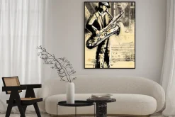 Plakat: Saksofonista (powiększenie rysunek odręczny - oryginalna)