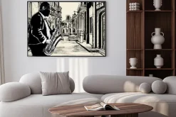 Plakat: Saksofonista w ulicy kuby