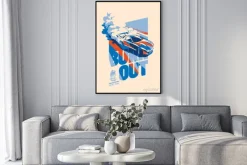 Plakat: Samochody wyścigowe, japoński sport dryfujący, wyścigi na ulicach