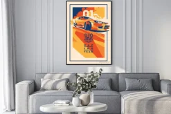 Plakat: Samochody wyścigowe, japoński sport dryfujący, wyścigi na ulicach