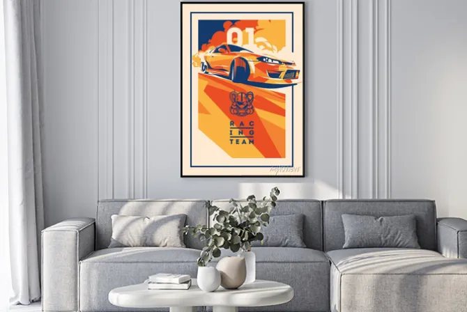 Plakat: Samochody wyścigowe, japoński sport dryfujący, wyścigi na ulicach