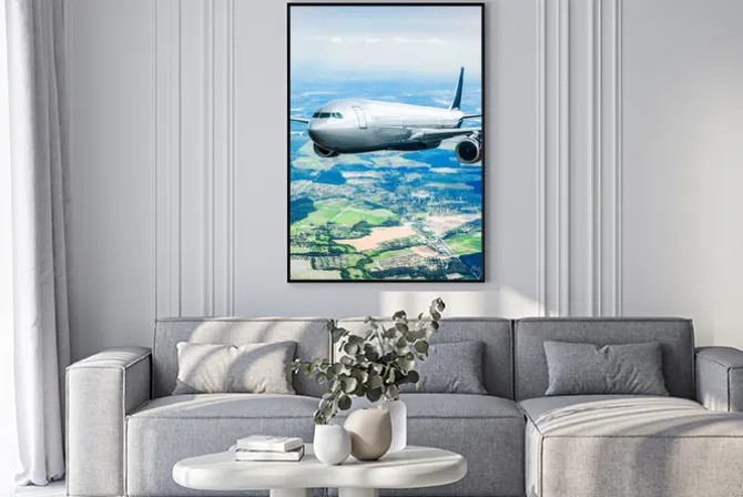 Plakat: Samolot pasażerski na niebie