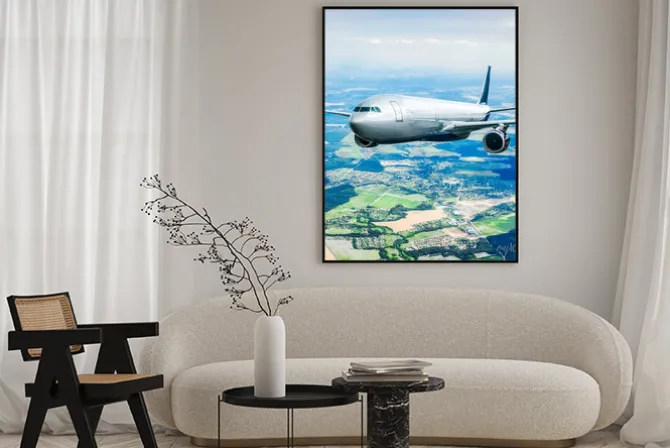 Plakat: Samolot pasażerski na niebie