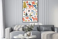 Plakat: Scandinavian forest vector illustration set simple doodles with