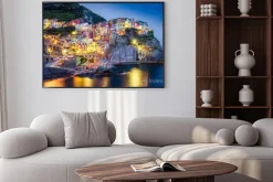 Plakat: Scenic nocy kolorowe wsi manaroli w cinque terre