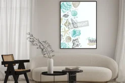 Plakat: Sea shells lato pocztówka projektowych. wektor tła z muszle,