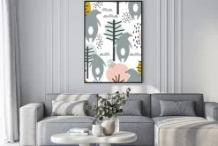 Plakat: Seamless pattern, bears and trees, hand drawn overlapping backdrop.