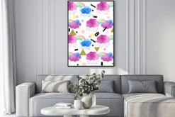 Plakat: Seamless pattern with cute watercolor clouds