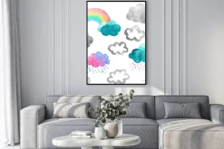 Plakat: Seamless pattern with cute watercolor clouds