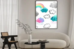 Plakat: Seamless pattern with cute watercolor clouds