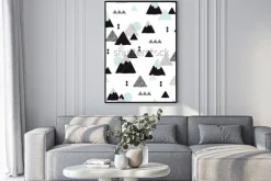 Plakat: Seamless winter wonderland geometric japanese fuji mountain theme
