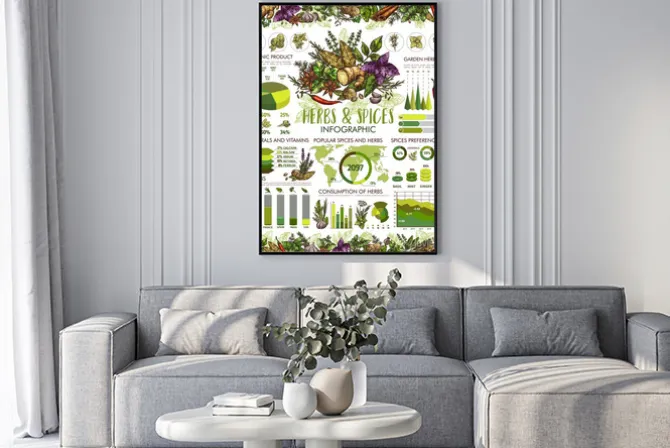 Plakat: Seasonings, herbs and spices infographic