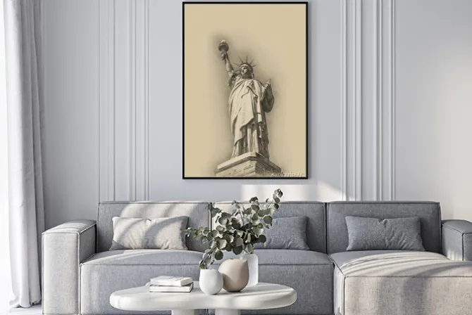 Plakat: Sepia stonowanych obraz artystyczny statua wolności