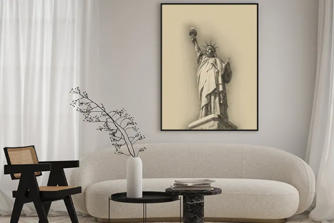 Plakat: Sepia stonowanych obraz artystyczny statua wolności