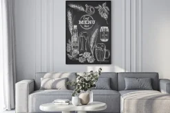 Plakat: Set hand drawn sketch bottle and glasses beer, hop, wheat vintage