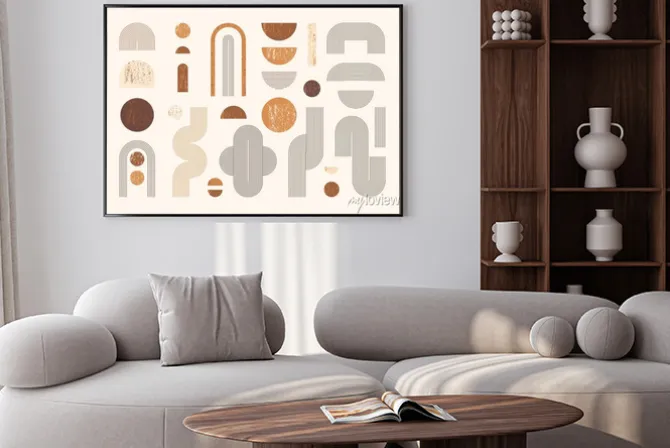 Plakat: Set of abstract geometric shapes with line and strips. vector