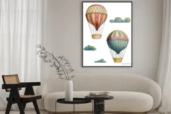 Plakat: Set of steampunk elements - air balloons and clouds. hand drawn