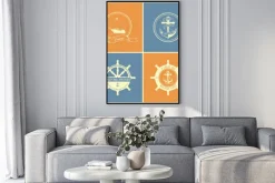 Plakat: Set of vintage retro nautical badges and labels