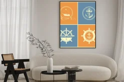 Plakat: Set of vintage retro nautical badges and labels