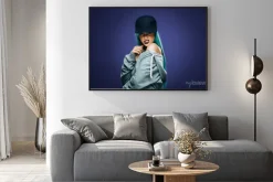 Plakat: Sexy kobieta w hip-hop, bluzy i czapki