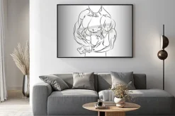 Plakat: Silne ciało człowieka na szarym backgorund