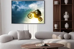 Plakat: Skok na motocyklu crossowym