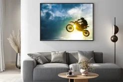 Plakat: Skok na motocyklu crossowym