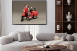 Plakat: Skuter antiguo rojo aislado en gris