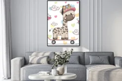 Plakat: Słodkie żyrafa z deskorolka