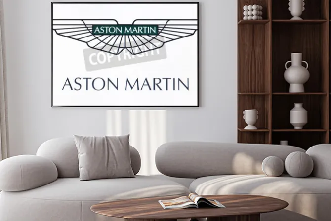 Plakat: St. petersburg, russia-february 10, 2015: aston martin logo on