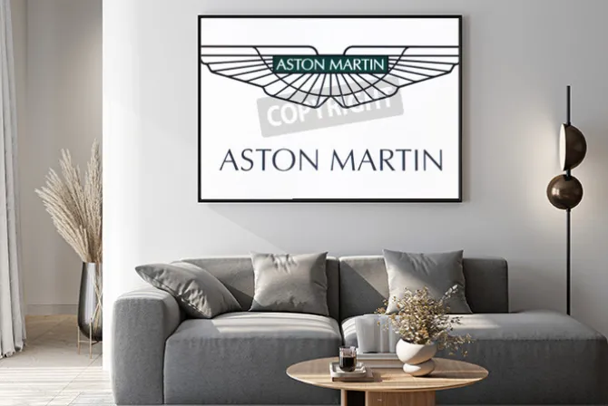 Plakat: St. petersburg, russia-february 10, 2015: aston martin logo on